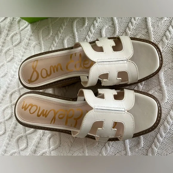 Sam Edelman Ivory Wedge Platform Slides Designer Women’s Size 9.5 - Picture 12 of 13